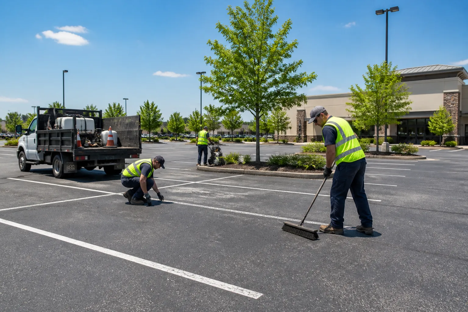 Bright pavement maintenance work